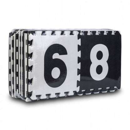 Salteluta de joaca 180 x 180 cm cu litere si cifre Ricokids 7493 - Alb - Negru