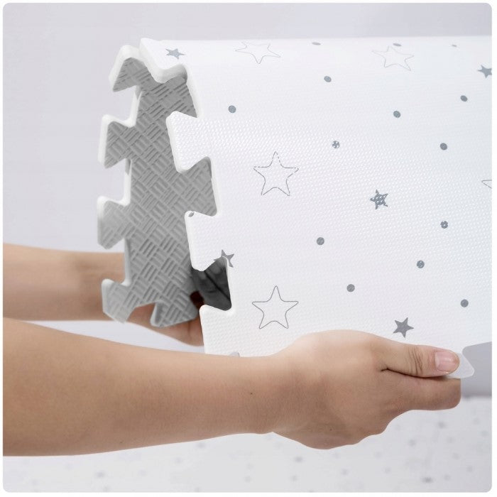 Salteluta de joaca 150 x 150 cm Ricokids 7496 - Gri cu stelute