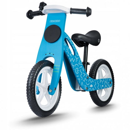 Bicicleta fara pedale din lemn cu roti din spuma EVA Ricokids RC-613 - Albastru