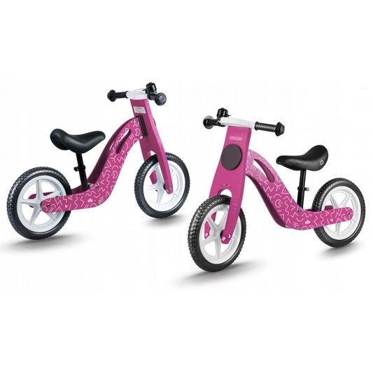 Bicicleta fara pedale din lemn cu roti din spuma EVA Ricokids RC-614 - Roz