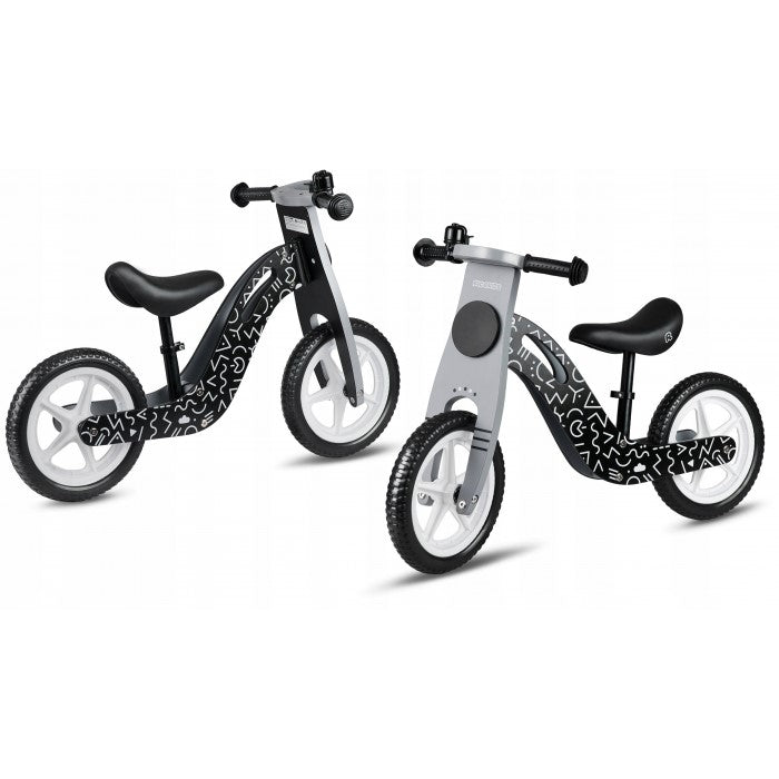 Bicicleta fara pedale din lemn cu roti din spuma EVA Ricokids RC-615 - Negru