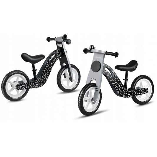 Bicicleta fara pedale din lemn cu roti din spuma EVA Ricokids RC-615 - Negru