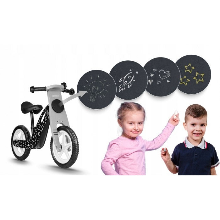 Bicicleta fara pedale din lemn cu roti din spuma EVA Ricokids RC-615 - Negru