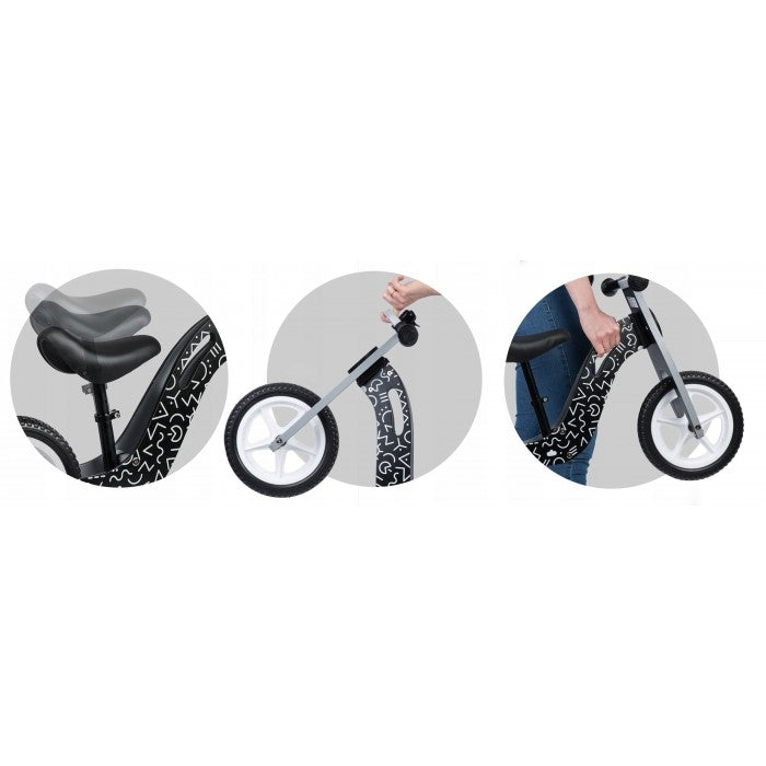 Bicicleta fara pedale din lemn cu roti din spuma EVA Ricokids RC-615 - Negru