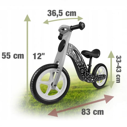 Bicicleta fara pedale din lemn cu roti din spuma EVA Ricokids RC-615 - Negru