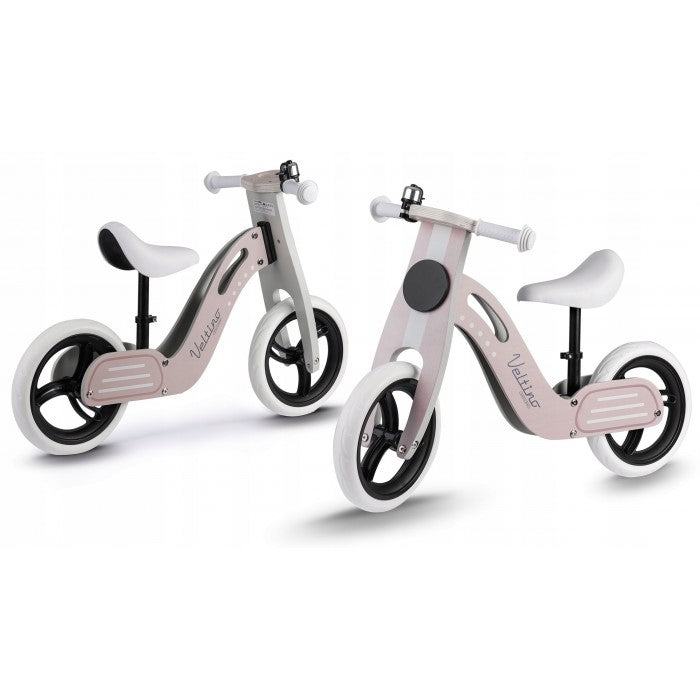 Bicicleta fara pedale din lemn cu roti din spuma EVA Ricokids Veltino RC-619 - Roz deschis