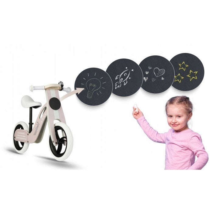 Bicicleta fara pedale din lemn cu roti din spuma EVA Ricokids Veltino RC-619 - Roz deschis