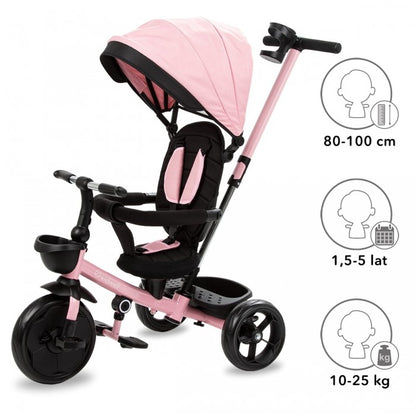 Tricicleta cu sezut rotativ si roti cu spuma EVA Kidwell Axel - Roz