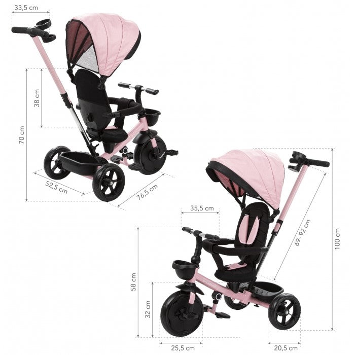 Tricicleta cu sezut rotativ si roti cu spuma EVA Kidwell Axel - Roz