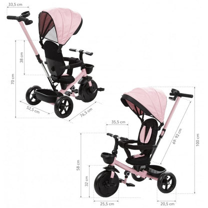 Tricicleta cu sezut rotativ si roti cu spuma EVA Kidwell Axel - Roz