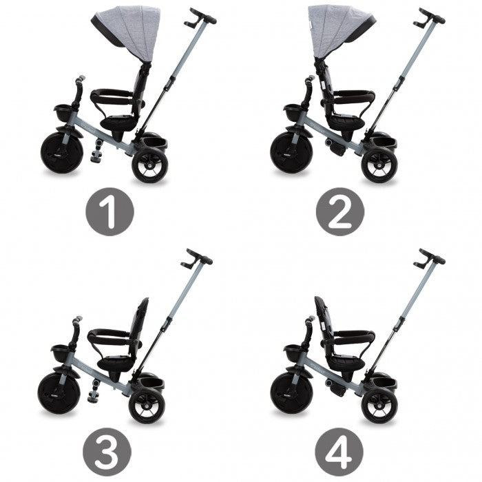 Tricicleta cu sezut rotativ si roti cu spuma EVA Kidwell Axel - Gri