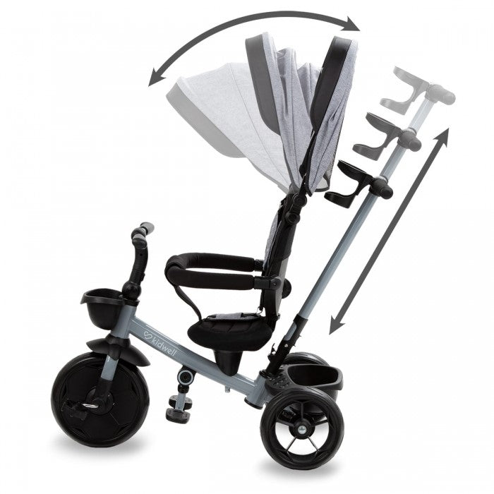 Tricicleta cu sezut rotativ si roti cu spuma EVA Kidwell Axel - Gri