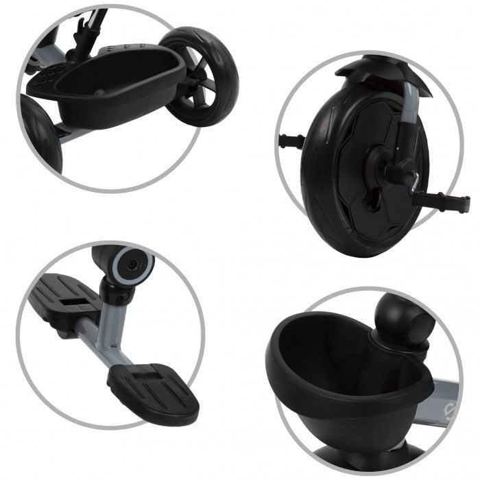 Tricicleta cu sezut rotativ si roti cu spuma EVA Kidwell Axel - Gri