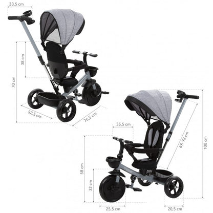 Tricicleta cu sezut rotativ si roti cu spuma EVA Kidwell Axel - Gri