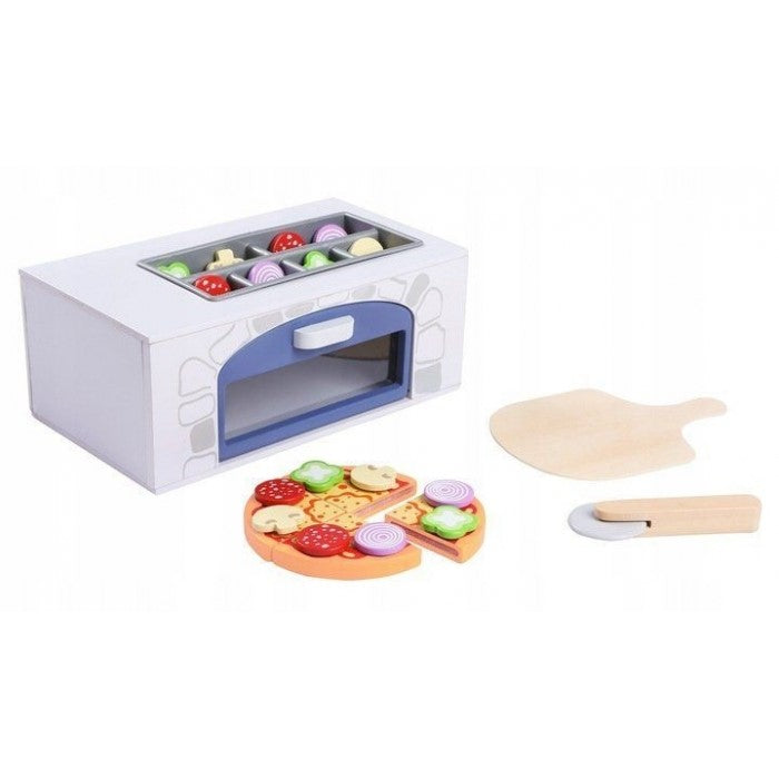 Cuptor pentru pizza din lemn + accesorii pentru bucatarie si alimente Ecotoys 4333