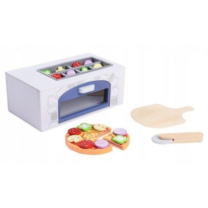 Cuptor pentru pizza din lemn + accesorii pentru bucatarie si alimente Ecotoys 4333