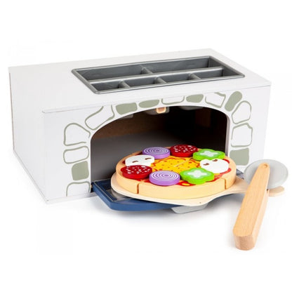 Cuptor pentru pizza din lemn + accesorii pentru bucatarie si alimente Ecotoys 4333