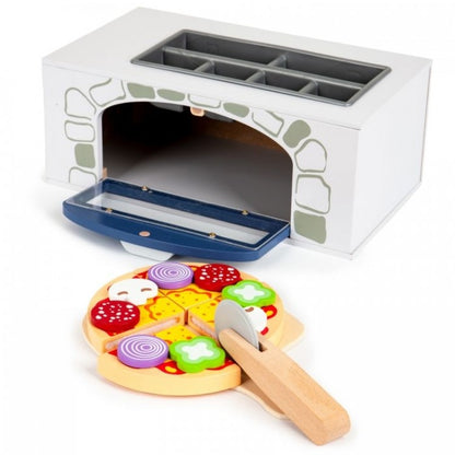 Cuptor pentru pizza din lemn + accesorii pentru bucatarie si alimente Ecotoys 4333