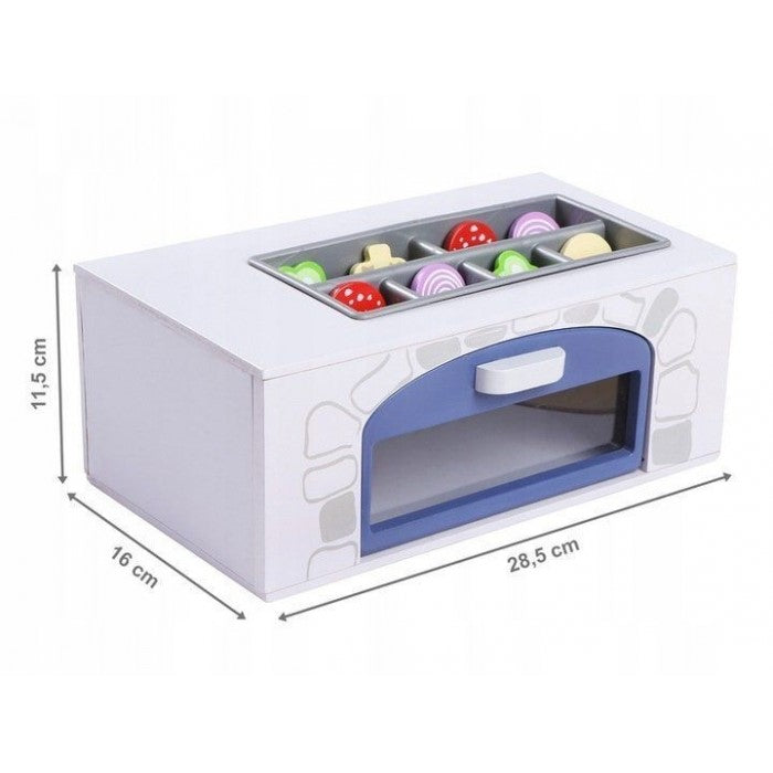 Cuptor pentru pizza din lemn + accesorii pentru bucatarie si alimente Ecotoys 4333