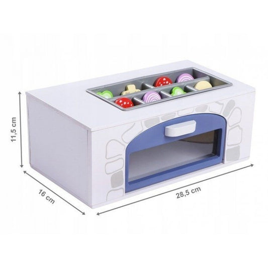 Cuptor pentru pizza din lemn + accesorii pentru bucatarie si alimente Ecotoys 4333