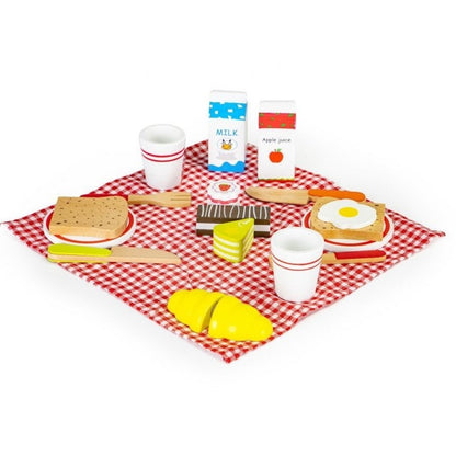 Cosulet din lemn XXL cu accesorii pentru picnic Ecotoys HM015250