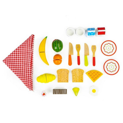 Cosulet din lemn XXL cu accesorii pentru picnic Ecotoys HM015250