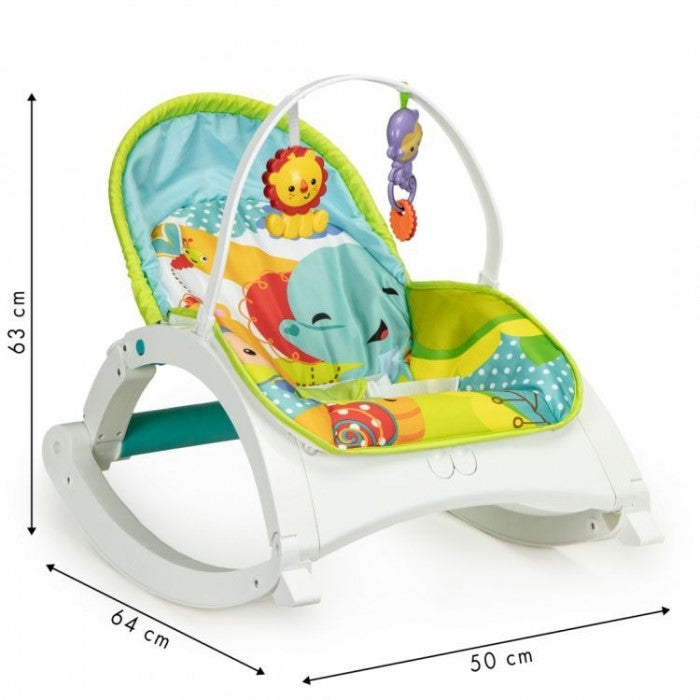 Fotoliu Balansoar 3 In 1 Cu Vibratii Ecotoys 88954 - Jungla