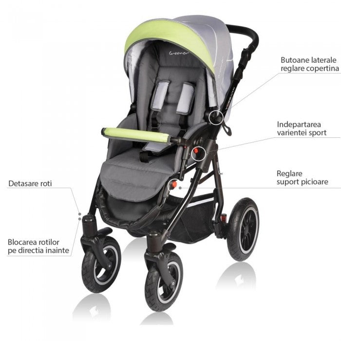 Carucior VESSANTI Crooner 2 in 1 - Green/Gray