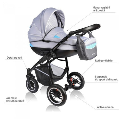 Carucior VESSANTI Crooner 3 in 1 - Blue/Gray