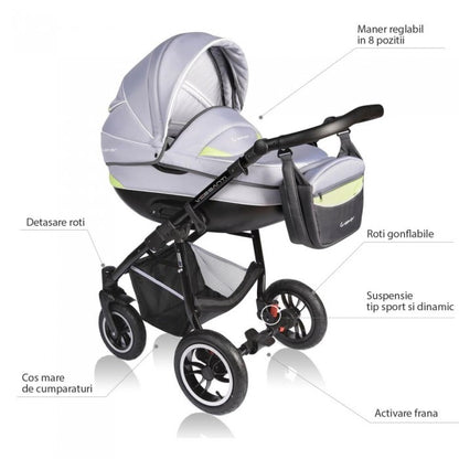 Carucior VESSANTI Crooner 3 in 1 - Green/Gray
