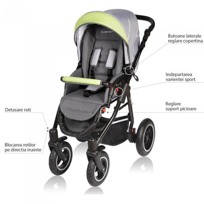 Carucior VESSANTI Crooner 3 in 1 - Green/Gray