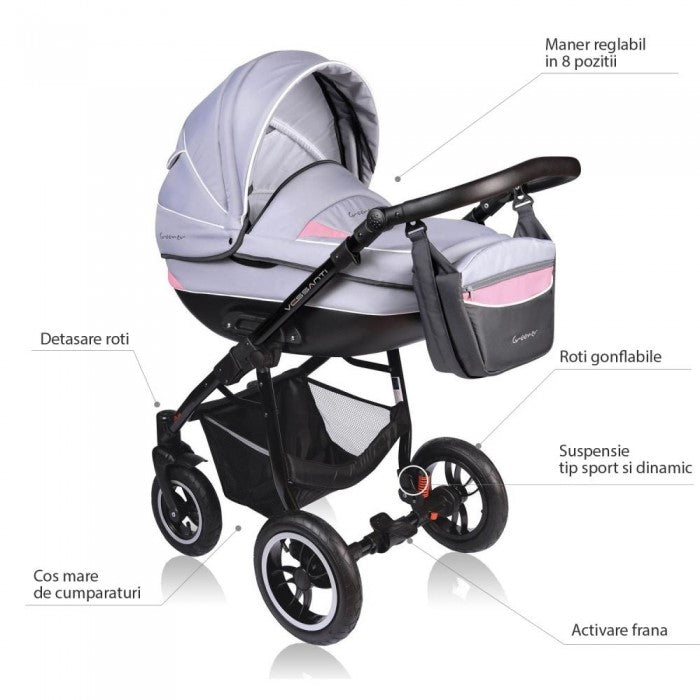 Carucior VESSANTI Crooner 3 in 1 - Pink/Gray