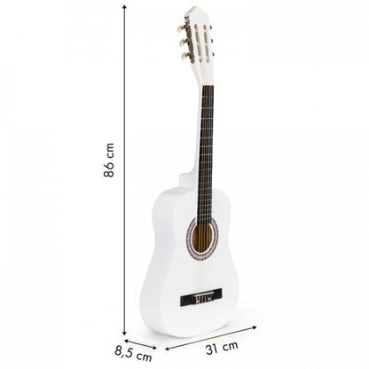 Chitara din lemn pentru copii cu 6 corzi Ecotoys HX18026-34, 86 X 31 cm - Alb