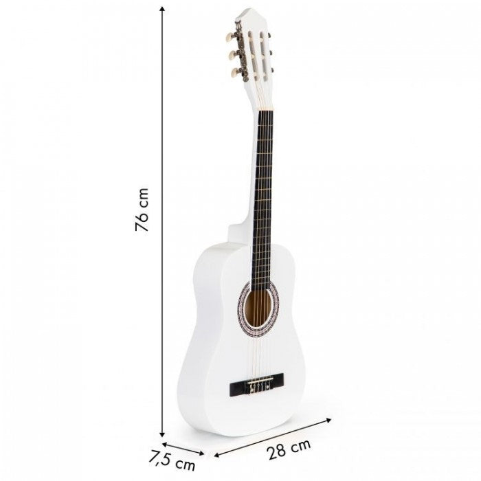 Chitara din lemn pentru copii cu 6 corzi Ecotoys HX18022-30, 76 X 28 cm - Alb