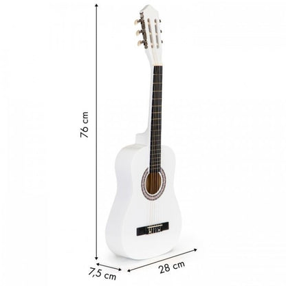 Chitara din lemn pentru copii cu 6 corzi Ecotoys HX18022-30, 76 X 28 cm - Alb