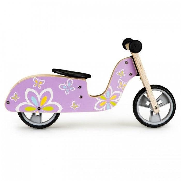 Bicicleta de echilibru din lemn cu roti EVA Ecotoys LC-V1330 - Violet cu fluturasi