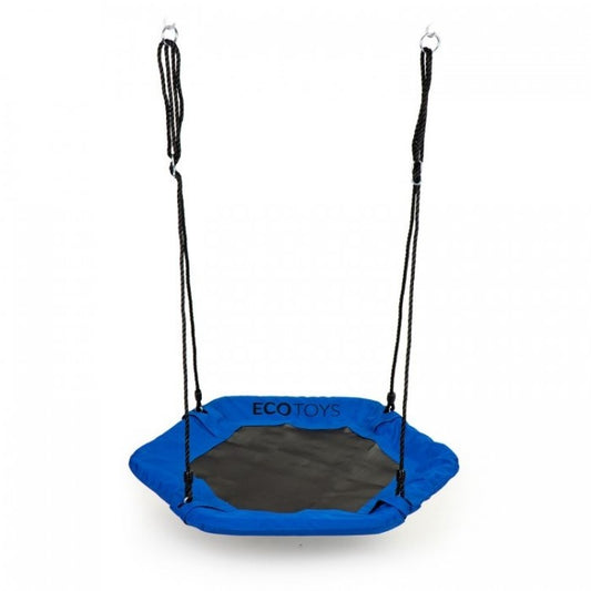 Leagan pentru copii hexagonal, tip cuib de barza, suspendat, Ecotoys MIR6023 - Albastru