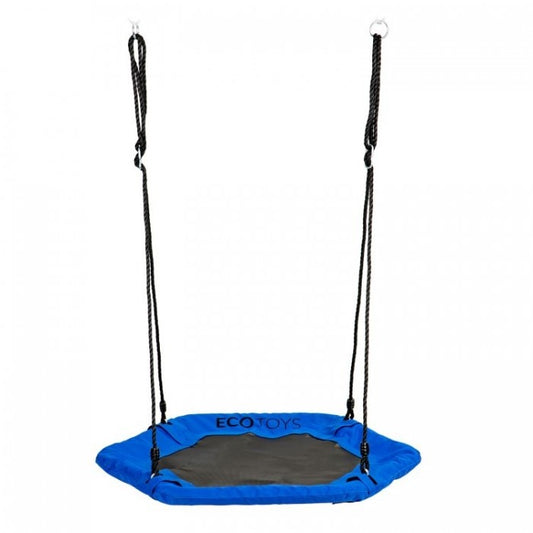Leagan pentru copii hexagonal, tip cuib de barza, suspendat, Ecotoys MIR6023 - Albastru