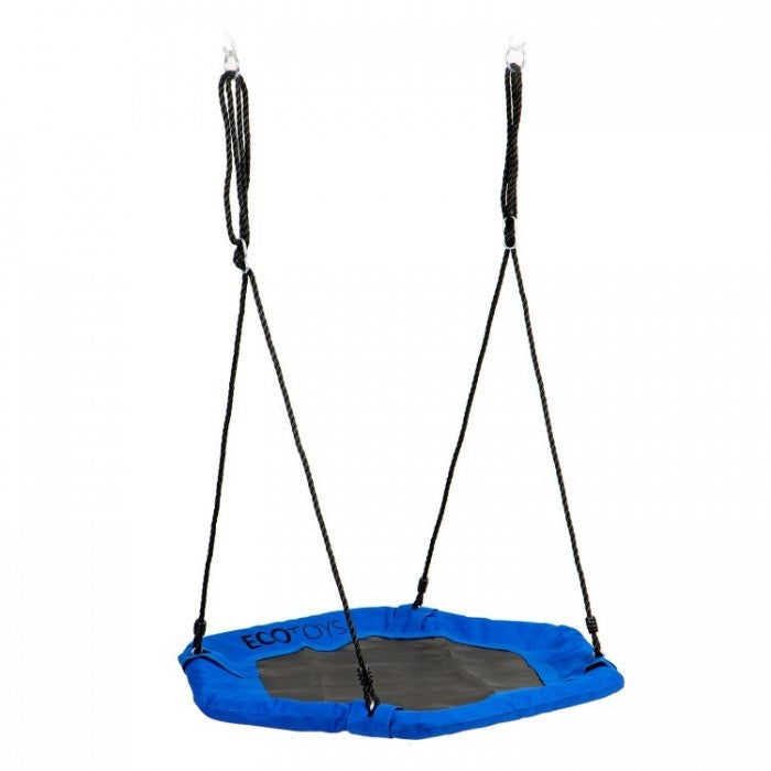 Leagan pentru copii hexagonal, tip cuib de barza, suspendat, Ecotoys MIR6023 - Albastru