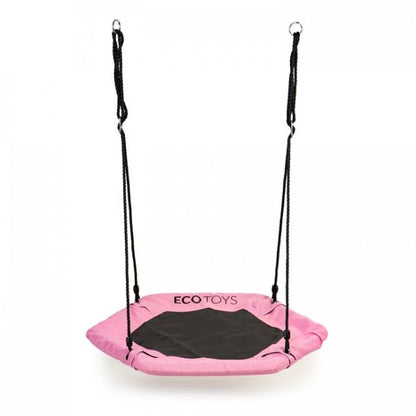 Leagan pentru copii hexagonal, tip cuib de barza, suspendat, Ecotoys MIR6023 - Roz