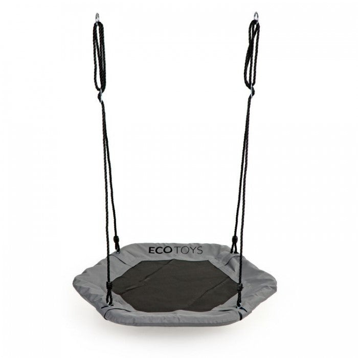 Leagan pentru copii hexagonal, tip cuib de barza, suspendat, Ecotoys MIR6023 - Gri