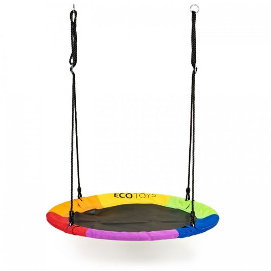 Leagan pentru copii rotund, tip cuib de barza, suspendat, 100 cm, Ecotoys MIR6001 - Multicolor