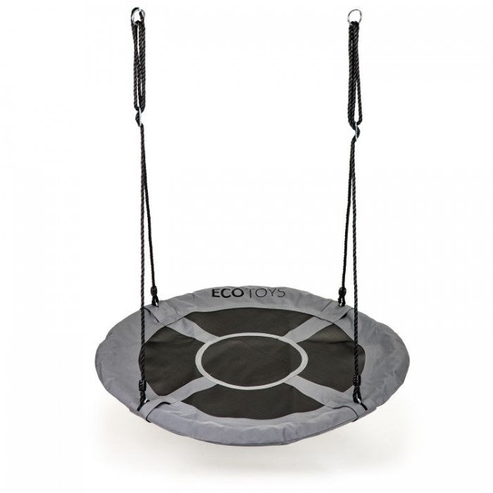 Leagan pentru copii rotund, tip cuib de barza, suspendat, 100 cm, Ecotoys MIR6001 - Gri