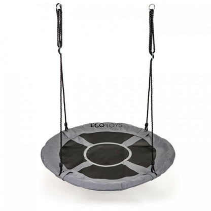 Leagan pentru copii rotund, tip cuib de barza, suspendat, 100 cm, Ecotoys MIR6001 - Gri