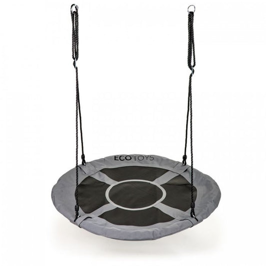 Leagan pentru copii rotund, tip cuib de barza, suspendat, 100 cm, Ecotoys MIR6001 - Gri