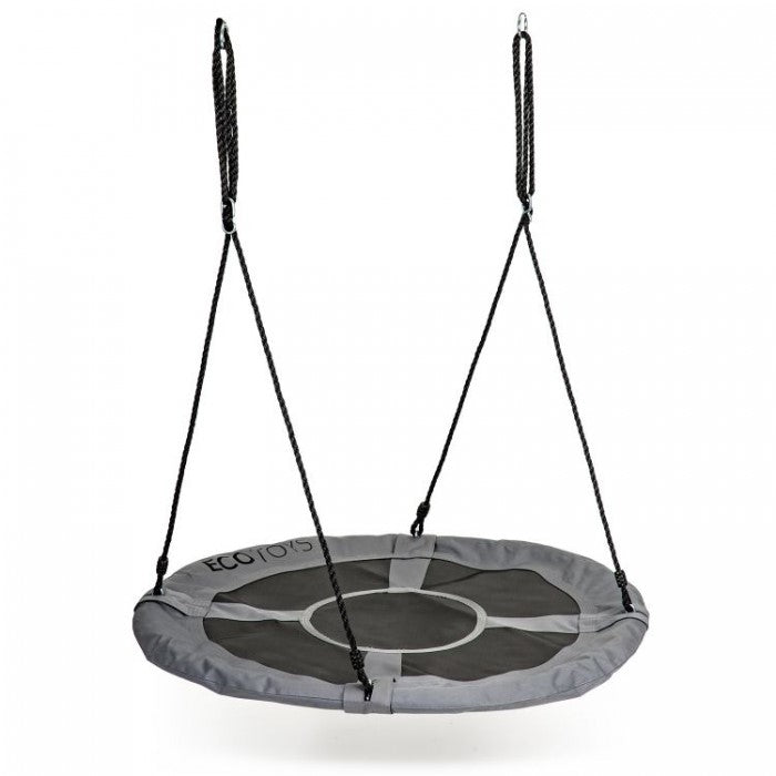 Leagan pentru copii rotund, tip cuib de barza, suspendat, 100 cm, Ecotoys MIR6001 - Gri