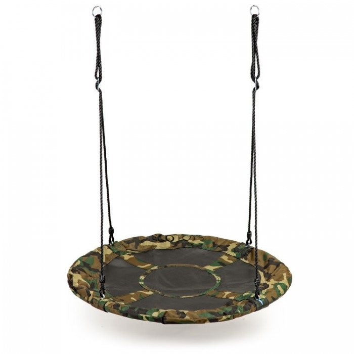 Leagan pentru copii rotund, tip cuib de barza, suspendat, 100 cm, Ecotoys MIR6001 - Camuflaj