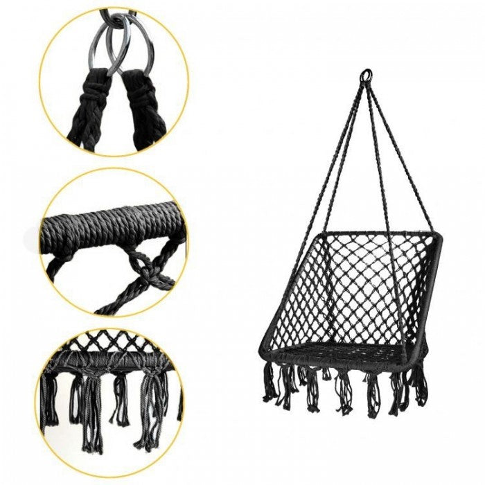 Leagan Suspendat Pentru Interior/exterior, Cu Spatar, Cuib De Barza, Negru, Gw911