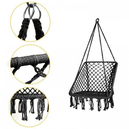 Leagan Suspendat Pentru Interior/exterior, Cu Spatar, Cuib De Barza, Negru, Gw911