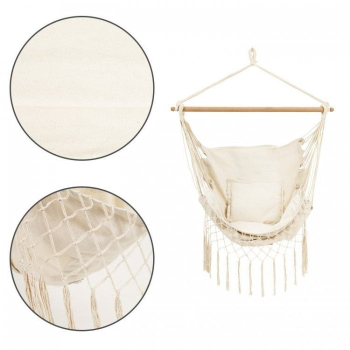 Leagan Suspendat Pentru Interior/exterior, Cu Spatar Si 2 Perne, Cuib De Barza, Alb, GW-918 